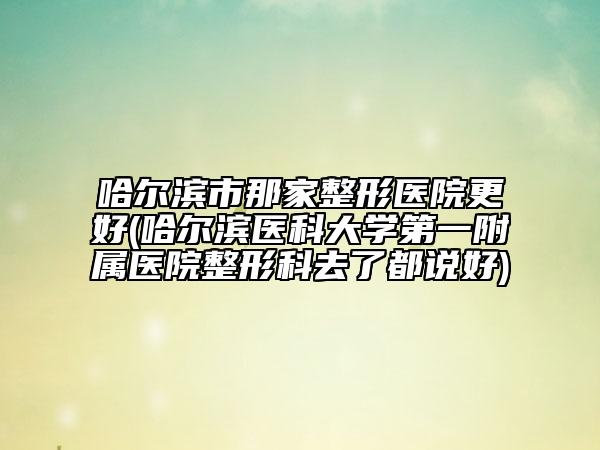 哈爾濱市那家整形醫(yī)院更好(哈爾濱醫(yī)科大學第一附屬醫(yī)院整形科去了都說好)