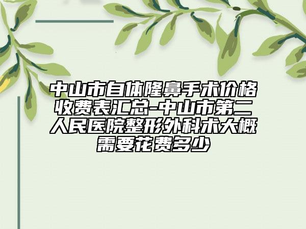 中山市自體隆鼻手術(shù)價(jià)格收費(fèi)表匯總-中山市第二人民醫(yī)院整形外科術(shù)大概需要花費(fèi)多少