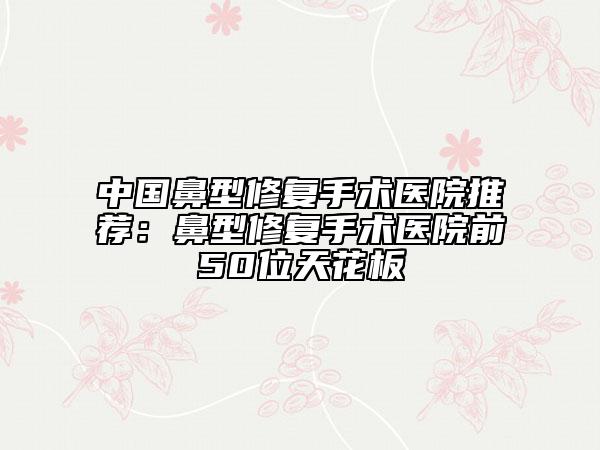 中國(guó)鼻型修復(fù)手術(shù)醫(yī)院推薦:鼻型修復(fù)手術(shù)醫(yī)院前50位天花板