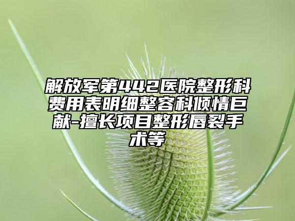 解放軍第442醫(yī)院整形科費用表明細整容科傾情巨獻-擅長項目整形唇裂手術等