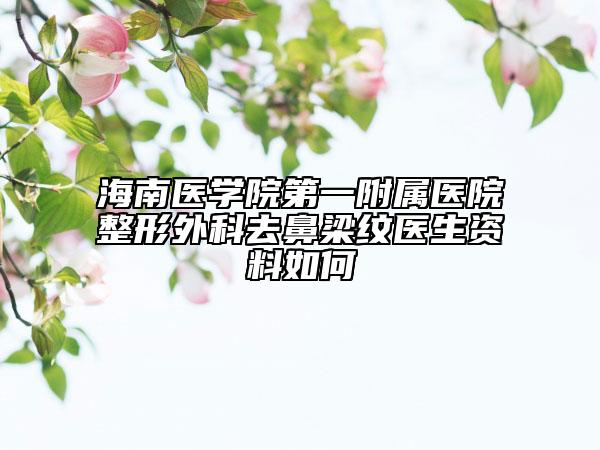 海南醫(yī)學(xué)院第一附屬醫(yī)院整形外科去鼻梁紋醫(yī)生資料如何