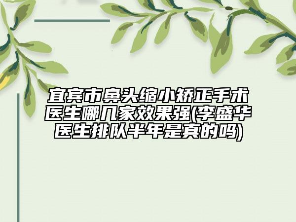 宜賓市鼻頭縮小矯正手術(shù)醫(yī)生哪幾家效果強(qiáng)(李盛華醫(yī)生排隊(duì)半年是真的嗎)