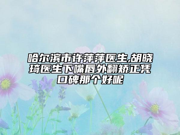 哈爾濱市許萍萍醫(yī)生,胡曉琦醫(yī)生下嘴唇外翻矯正憑口碑那個好呢