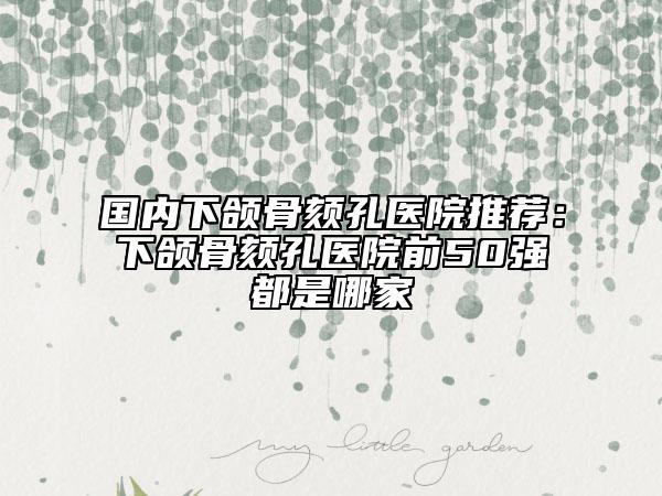 國內(nèi)下頜骨頦孔醫(yī)院推薦:下頜骨頦孔醫(yī)院前50強都是哪家