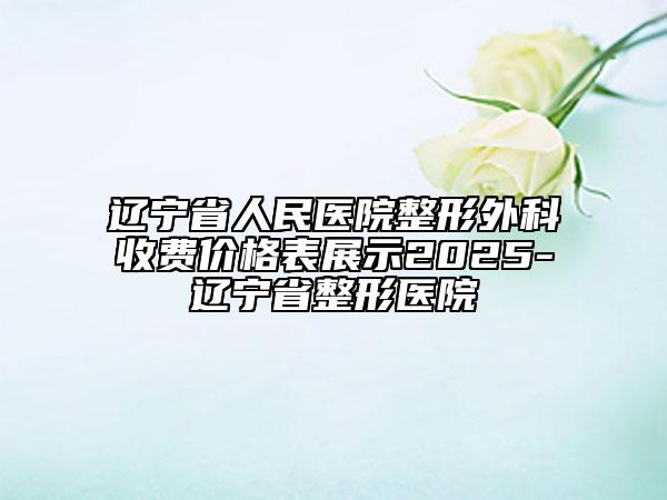 遼寧省人民醫(yī)院整形外科收費(fèi)價格表展示2025-遼寧省整形醫(yī)院