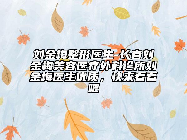 劉金梅整形醫(yī)生-長春劉金梅美容醫(yī)療外科診所劉金梅醫(yī)生優(yōu)質(zhì)，快來看看吧