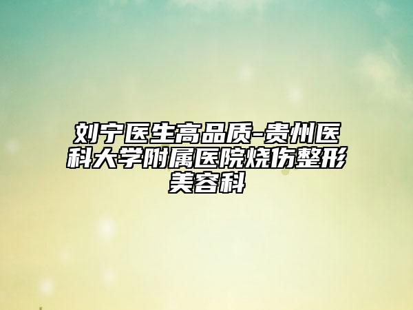 劉寧醫(yī)生高品質(zhì)-貴州醫(yī)科大學(xué)附屬醫(yī)院燒傷整形美容科