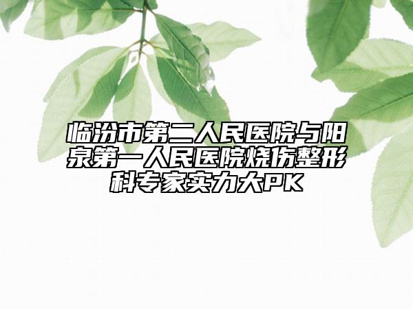臨汾市第二人民醫(yī)院與陽泉第一人民醫(yī)院燒傷整形科專家實力大PK