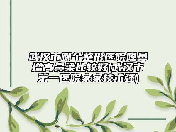 武漢市哪個(gè)整形醫(yī)院隆鼻增高鼻梁比較好(武漢市第一醫(yī)院家家技術(shù)強(qiáng))