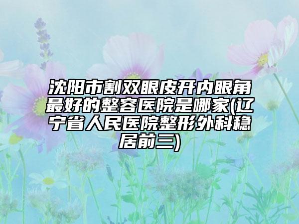 沈陽市割雙眼皮開內(nèi)眼角最好的整容醫(yī)院是哪家(遼寧省人民醫(yī)院整形外科穩(wěn)居前三)