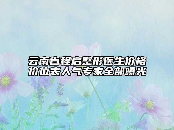 云南省程啟整形醫(yī)生價格價位表人氣專家全部曝光
